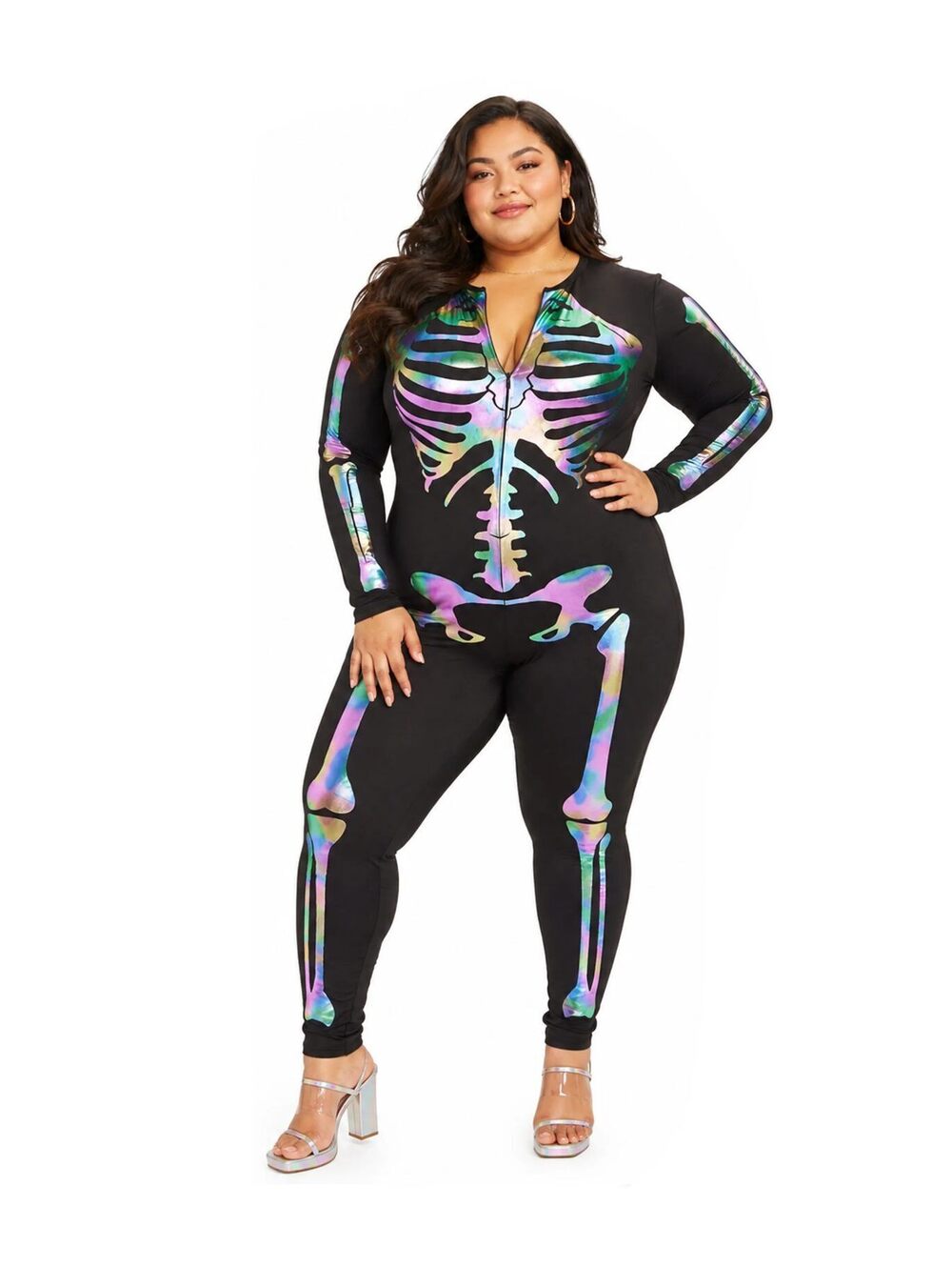 NWT Tipsy Elves Women's Iridescent Skeleton Bodysuit Costume Size XXL
